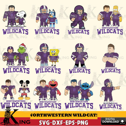 Northwestern Wildcats Roblox With Friends football NCAA Bundle SVG file , NCAA Cricut,  File cut , Digital Download , PDF File