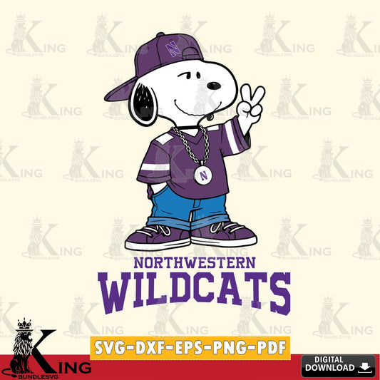 Northwestern Wildcats Snoopy Say hi SVG, Cricut, Cut file  , Digital Download , Instant Download, Peanuts svg, NCAA svg, Football svg, Sport svg