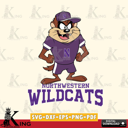 Northwestern Wildcats Taz Standing Pose SVG file, Cut file  , Digital Download , Instant Download, Taz svg, NCAA svg