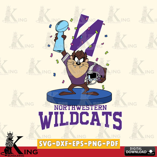 Northwestern Wildcats Taz Trophy Podium SVG file, Cut file  , Digital Download , Instant Download, Taz svg, NCAA svg