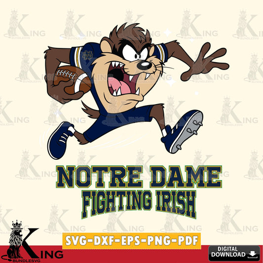Notre Dame Fighting Irish Angry Taz Football SVG file, Cut file  , Digital Download , Instant Download, Taz svg, NCAA svg