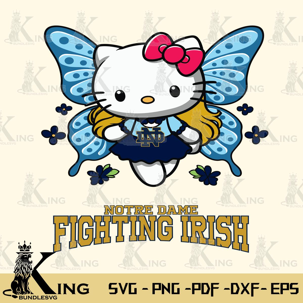 Notre Dame Fighting Irish Butterfly Kitty Charm Svg Eps Dxf Png File, Digital Download