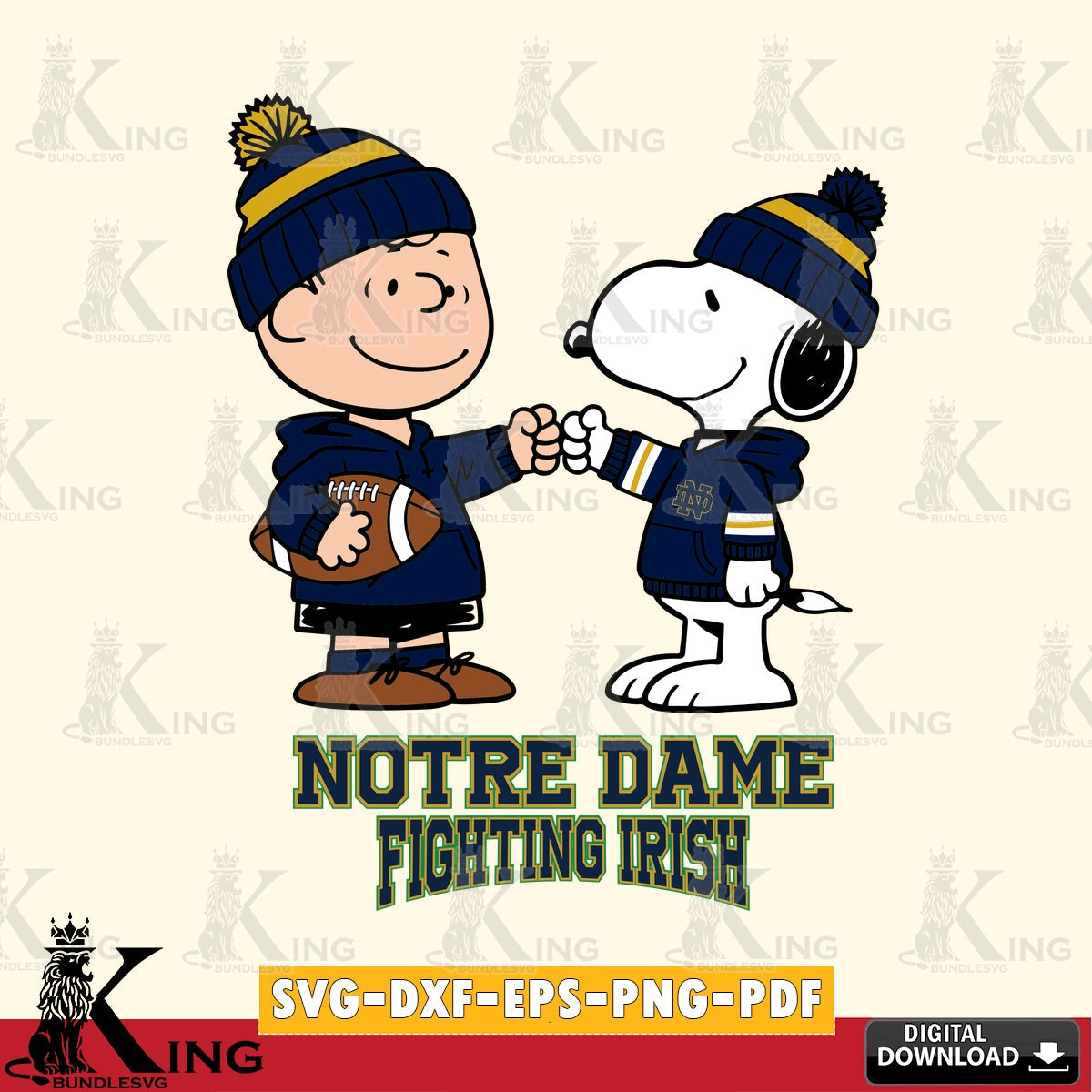 Notre Dame Fighting Irish CharlieBrown Football Fist Bump SVG, Cricut, Cut file  , Digital Download , Instant Download, Peanuts svg, NCAA svg, Football svg, Sport svg