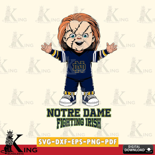 Vector design showing Notre Dame Fighting Irish Chucky Football vector art for engraving, cutting, and printing