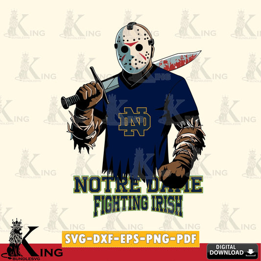 Digital download featuring Notre Dame Fighting Irish Jason Voorhees Football design, SVG cut file for personalized gifts and