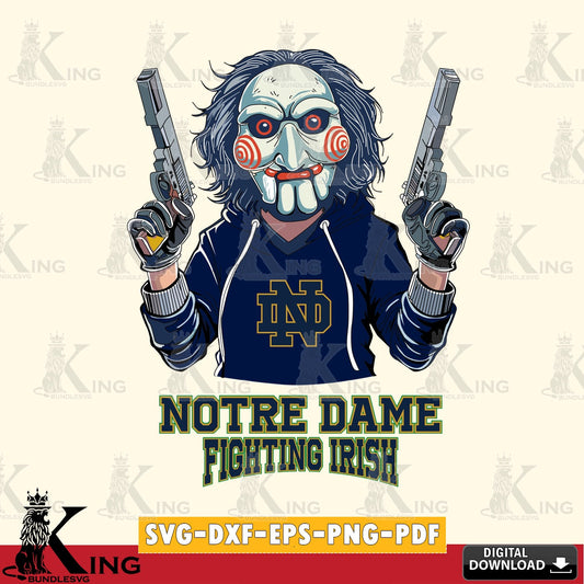 Unique artwork depicting Notre Dame Fighting Irish Jigsaw Billy Football, printable vector design for sublimation and crafts