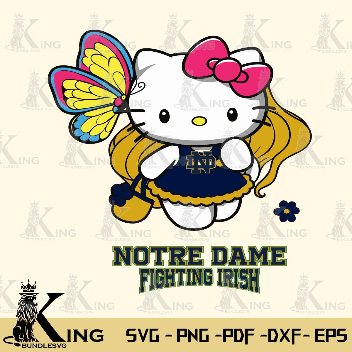 Notre Dame Fighting Irish Kitty Cartoon Svg Eps Dxf Png File, Digital Download