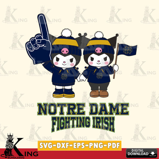 Notre Dame Fighting Irish Kuromi rugby Fan SVG file, Cricut, Cut file  , Digital Download , Instant Download, Sanrio svg, Clipart