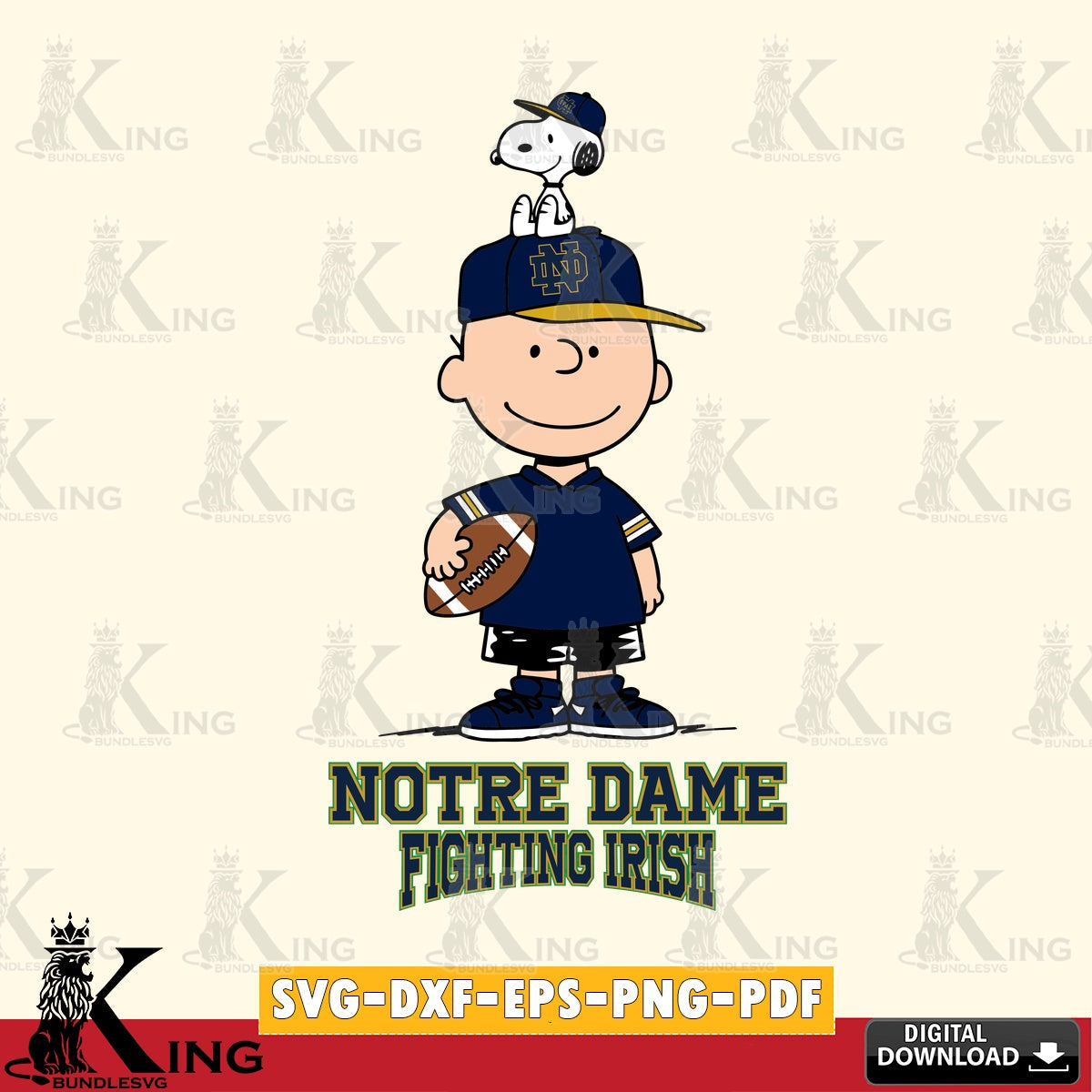 Notre Dame Fighting Irish Peanuts Football Rugby SVG, Cricut, Cut file  , Digital Download , Instant Download, Peanuts svg, NCAA svg, Football svg, Sport svg