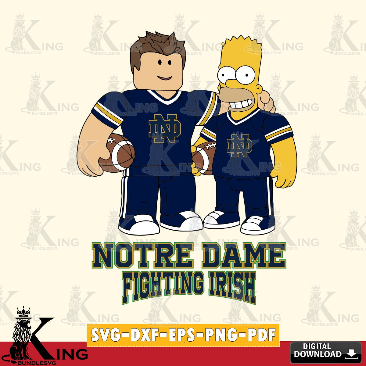 Notre Dame Fighting Irish Roblox & Homer Simpson Football SVG file , NCAA Cricut,  File cut , Digital Download , PDF File