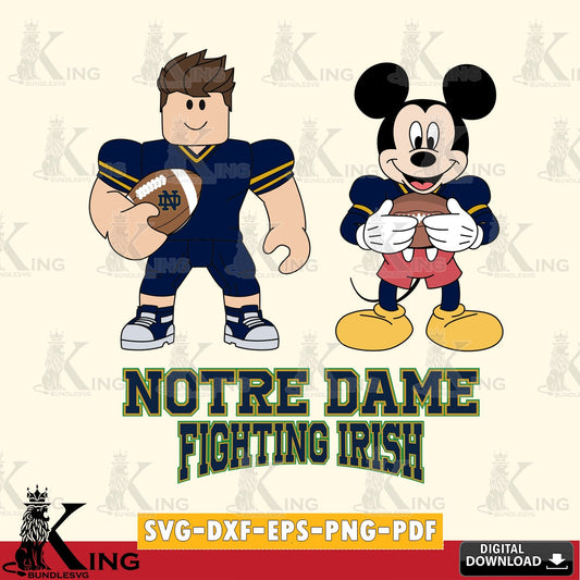 Notre Dame Fighting Irish Roblox & Mickey Football SVG file , NCAA Cricut,  File cut , Digital Download , PDF File