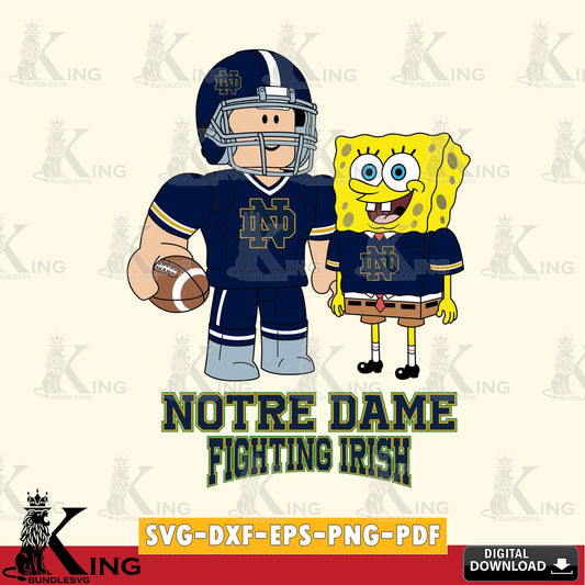 Notre Dame Fighting Irish Roblox & Spongebob Football SVG file , NCAA Cricut,  File cut , Digital Download , PDF File