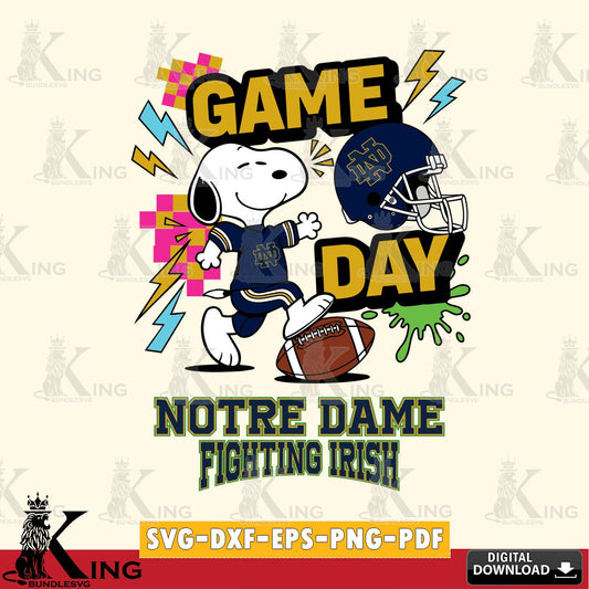 Notre Dame Fighting Irish Snoopy Game day SVG, Cricut, Cut file  , Digital Download , Instant Download, Peanuts svg, NCAA svg, Football svg, Sport svg