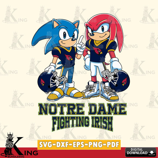 Notre Dame Fighting Irish Sonic And Knuckles Football SVG file, Vector , Digital Download , PDF File , Instant Download
