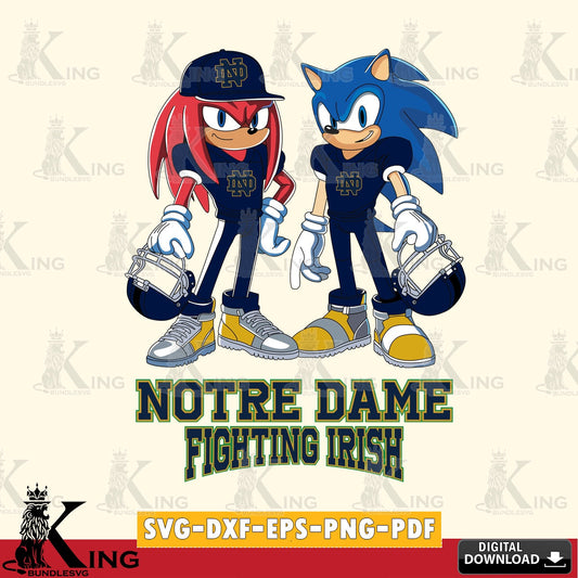 Notre Dame Fighting Irish Sonic And Knuckles Player Football SVG file, Vector , Digital Download , PDF File , Instant Download