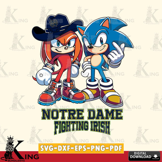 Notre Dame Fighting Irish Sonic & Knuckles Football Mascot SVG file, Vector , Digital Download , PDF File , Instant Download