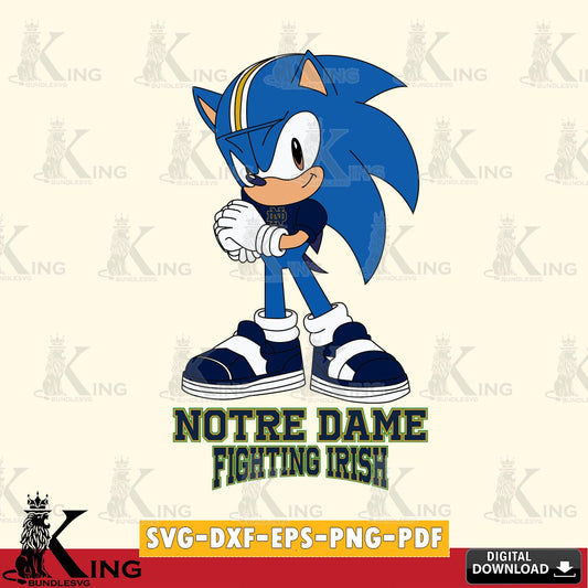 Unique artwork depicting Notre Dame Fighting Irish Sonic cute Football SVG PNG design suitable for Glowforge and laser cutting