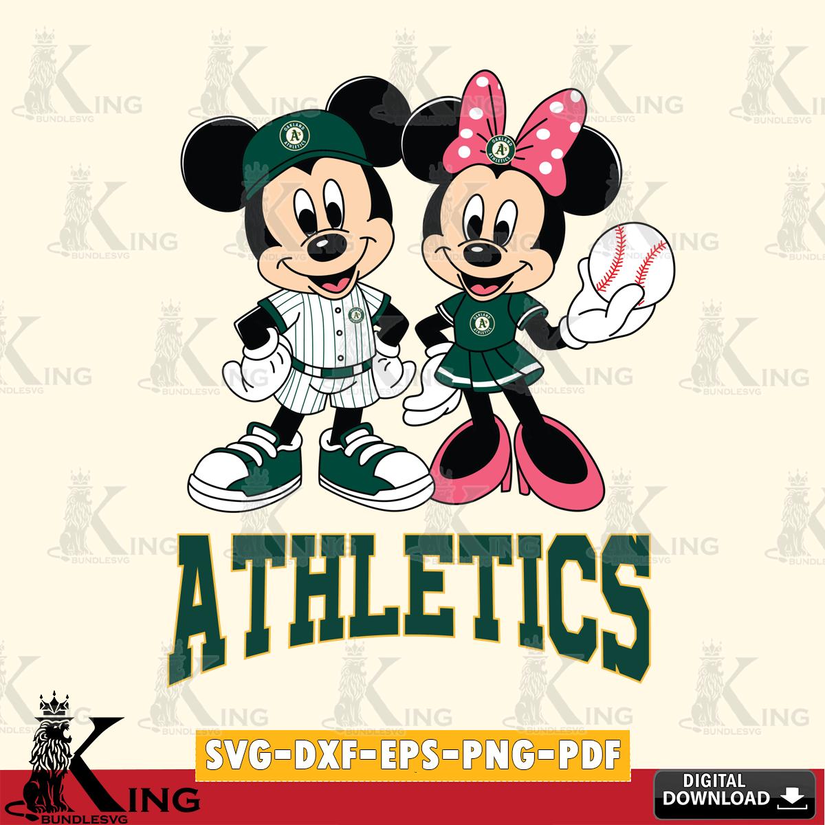 Oakland Athletics Baseball Mickey Minnie Mouse SVG File, MLB for Cricut, Silhouette, Digital Download , file cut