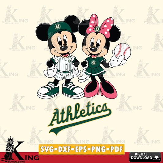 Oakland Athletics Baseball Mickey Minnie Mouse SVG file , For Cricut,  File cut , Digital Download , PDF File, Cut Files