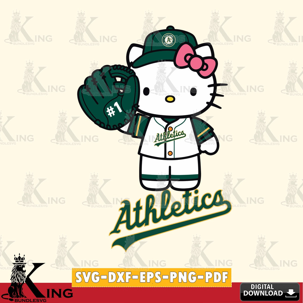 Complete bundle for Oakland Athletics Hello Kitty Baseball, versatile clip art for stickers, decals, and mugs