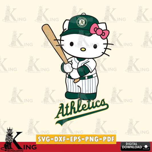 Jumbo collection of Oakland Athletics Hello Kitty baseball batter, versatile clip art for stickers, decals, and mugs