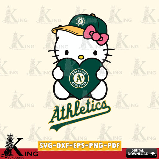 Giant set featuring Oakland Athletics Hello Kitty baseball heart printable vector design for sublimation and crafts