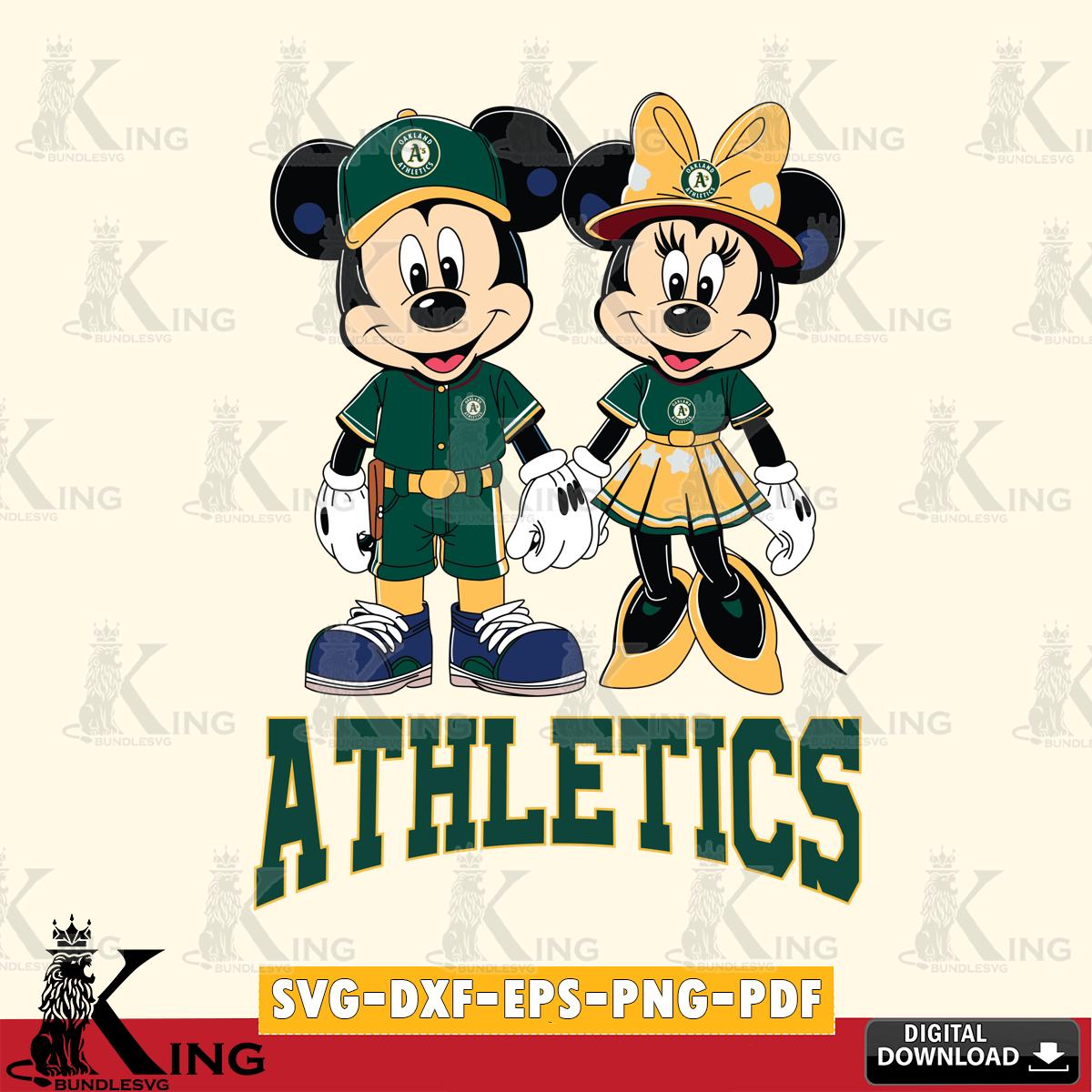 Oakland Athletics Mickey Minnie Baseball SVG File, MLB for Cricut, Silhouette, Digital Download , file cut