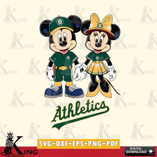 Oakland Athletics Mickey Minnie Baseball SVG file , For Cricut,  File cut , Digital Download , PDF File, Cut Files
