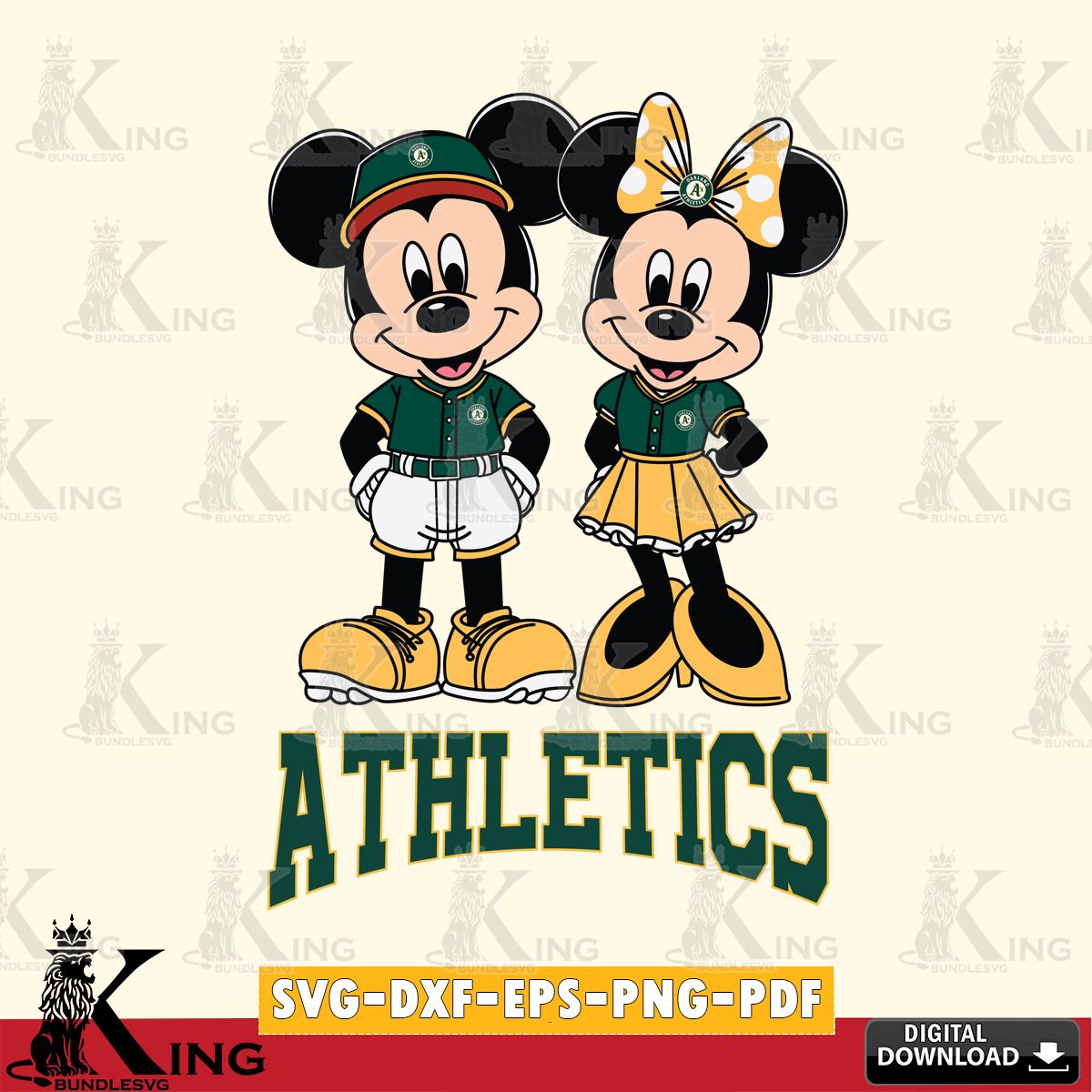 Oakland Athletics Mickey Minnie Mouse Baseball SVG File, MLB for Cricut, Silhouette, Digital Download , file cut