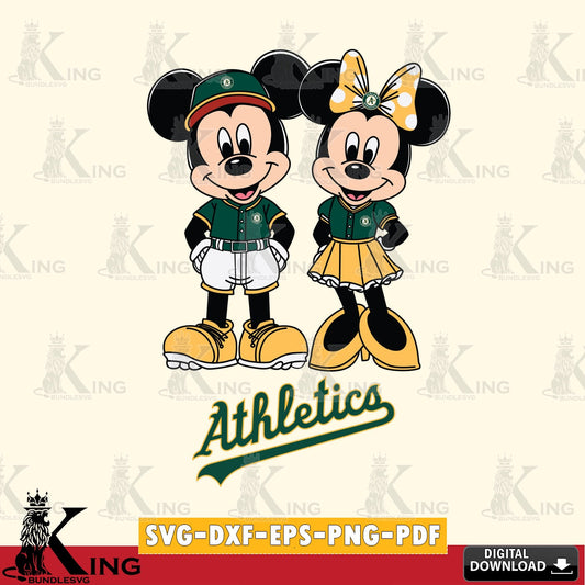 Oakland Athletics Mickey Minnie Mouse Baseball SVG file , For Cricut,  File cut , Digital Download , PDF File, Cut Files