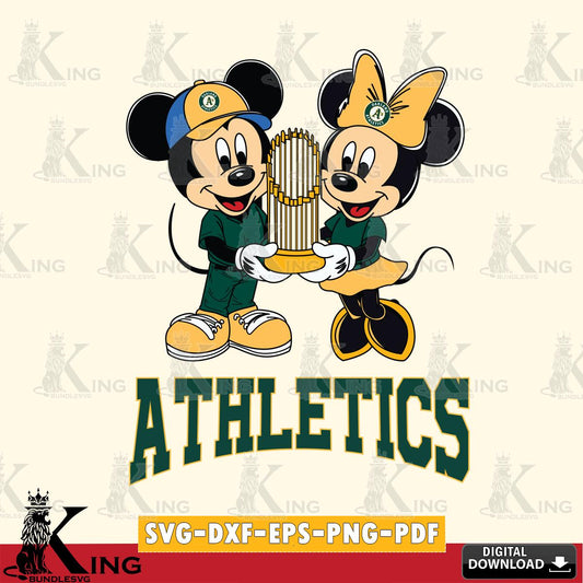 Oakland Athletics Mickey Minnie Mouse Champions SVG File, MLB for Cricut, Silhouette, Digital Download , file cut
