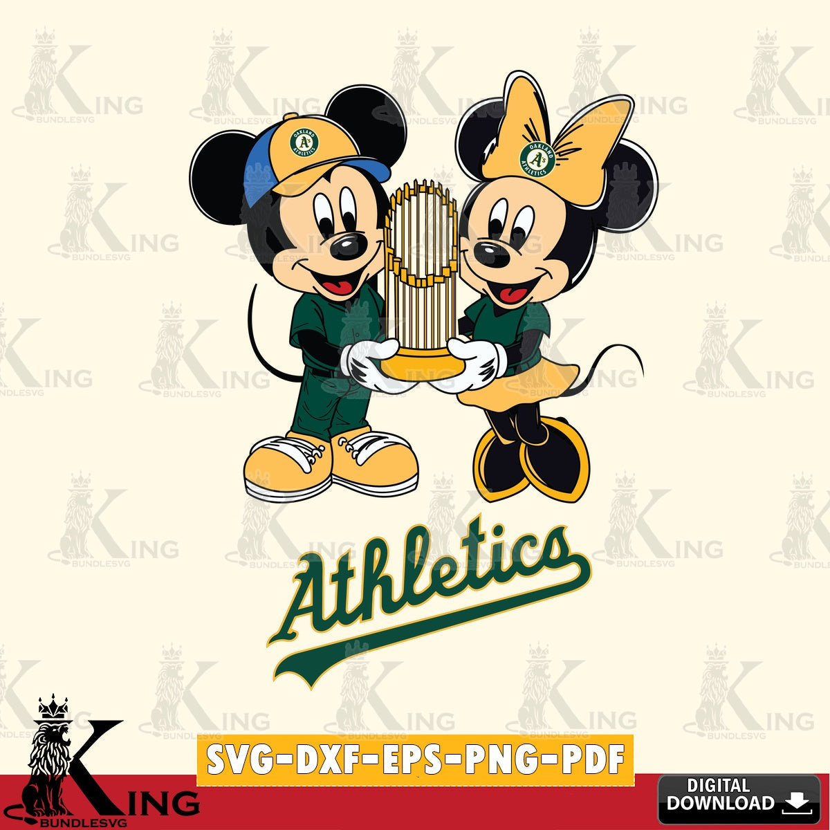 Oakland Athletics Mickey Minnie Mouse Champions SVG file , For Cricut,  File cut , Digital Download , PDF File, Cut Files