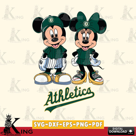 Oakland Athletics Mickey Minnie Mouse Fan SVG file , For Cricut,  File cut , Digital Download , PDF File, Cut Files