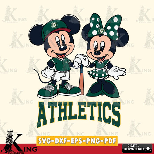 Oakland Athletics Mickey Minnie Mouse Sport SVG File, MLB for Cricut, Silhouette, Digital Download , file cut