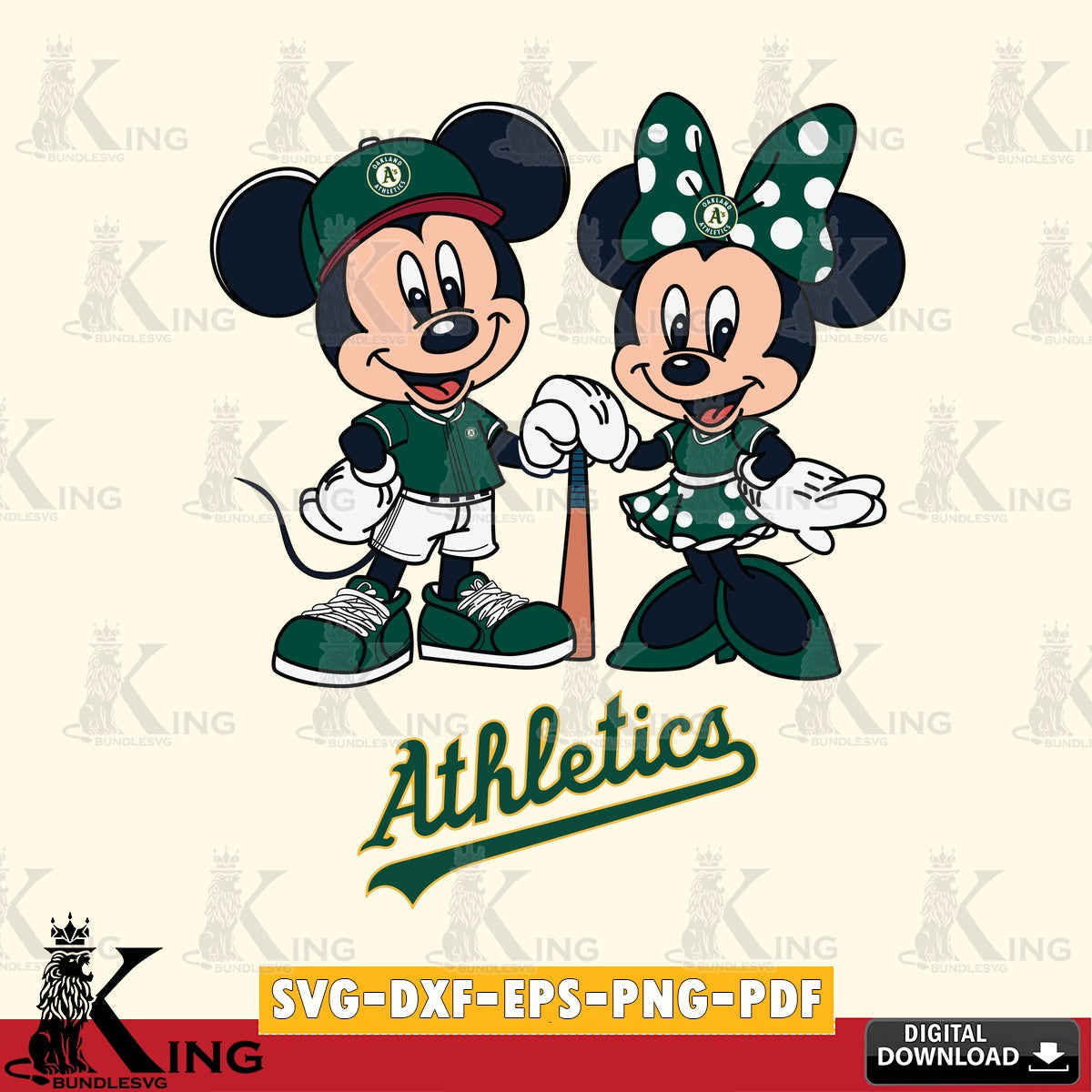 Oakland Athletics Mickey Minnie Mouse Sport SVG file , For Cricut,  File cut , Digital Download , PDF File, Cut Files