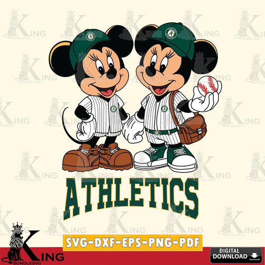Oakland Athletics Mickey Minnie Mouse couple SVG File, MLB for Cricut, Silhouette, Digital Download , file cut