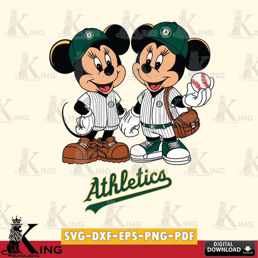 Oakland Athletics Mickey Minnie Mouse couple SVG file , For Cricut,  File cut , Digital Download , PDF File, Cut Files
