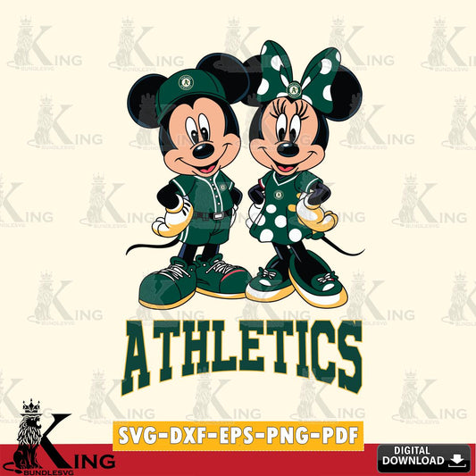 Oakland Athletics Mickey Minnie Mouse couple sport SVG File, MLB for Cricut, Silhouette, Digital Download , file cut