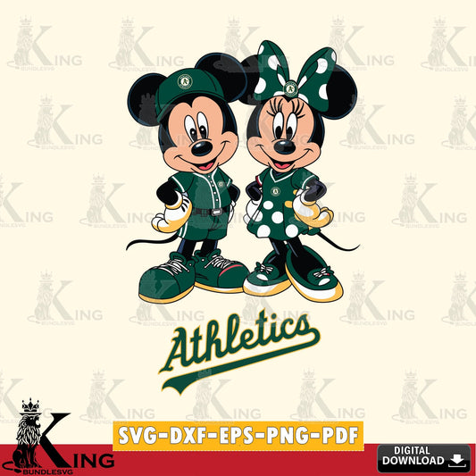 Oakland Athletics Mickey Minnie Mouse couple sport SVG file , For Cricut,  File cut , Digital Download , PDF File, Cut Files