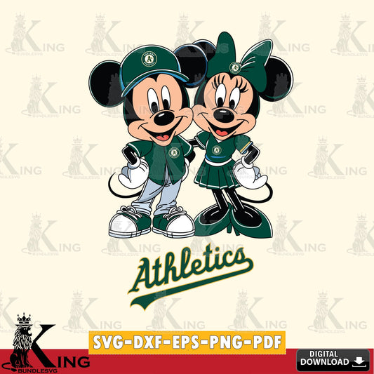 Oakland Athletics Mickey Minnie Mouse smile SVG file , For Cricut,  File cut , Digital Download , PDF File, Cut Files