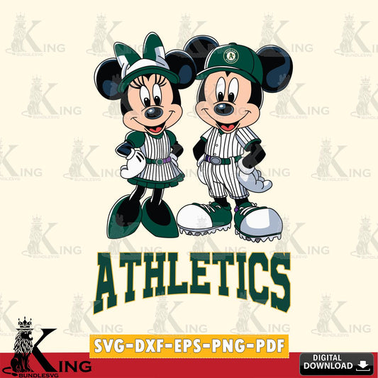 Oakland Athletics Mickey Minnie Sport SVG File, MLB for Cricut, Silhouette, Digital Download , file cut