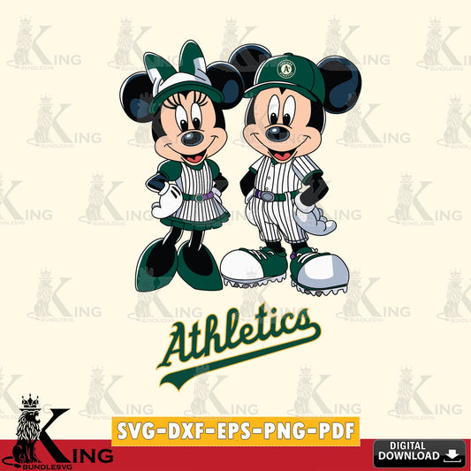 Oakland Athletics Mickey Minnie Sport SVG file , For Cricut,  File cut , Digital Download , PDF File, Cut Files