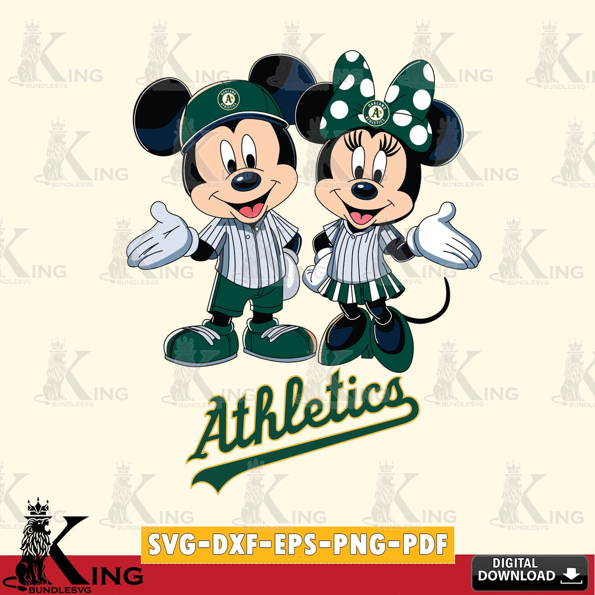 Oakland Athletics Mickey Minnie couple SVG file , For Cricut,  File cut , Digital Download , PDF File, Cut Files