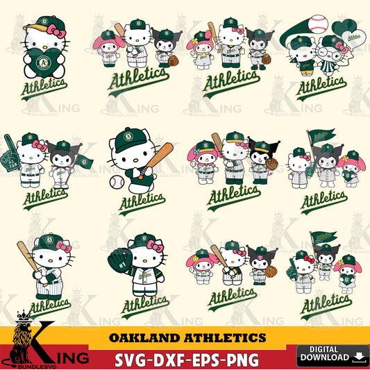 Complete bundle for Oakland Athletics Sanrio Squad Baseball MLB, high-quality vector for DIY scrapbooking and home decor