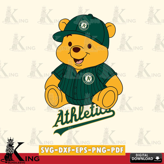 Beautiful illustration of Oakland Athletics Winnie the Pooh cute baseball, versatile clip art for stickers, decals, and mugs