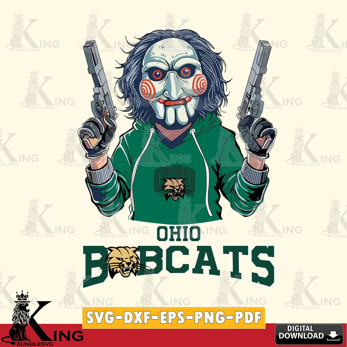 Printable art of Ohio Bobcats Jigsaw Billy Football, NCAA SVG cut file for personalized gifts and laser projects