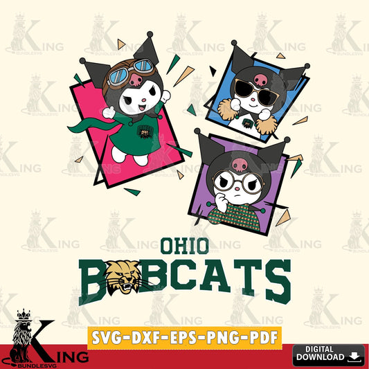 Ohio Bobcats Kuromi Action Football SVG file, Cricut, Cut file  , Digital Download , Instant Download, Sanrio svg, Clipart