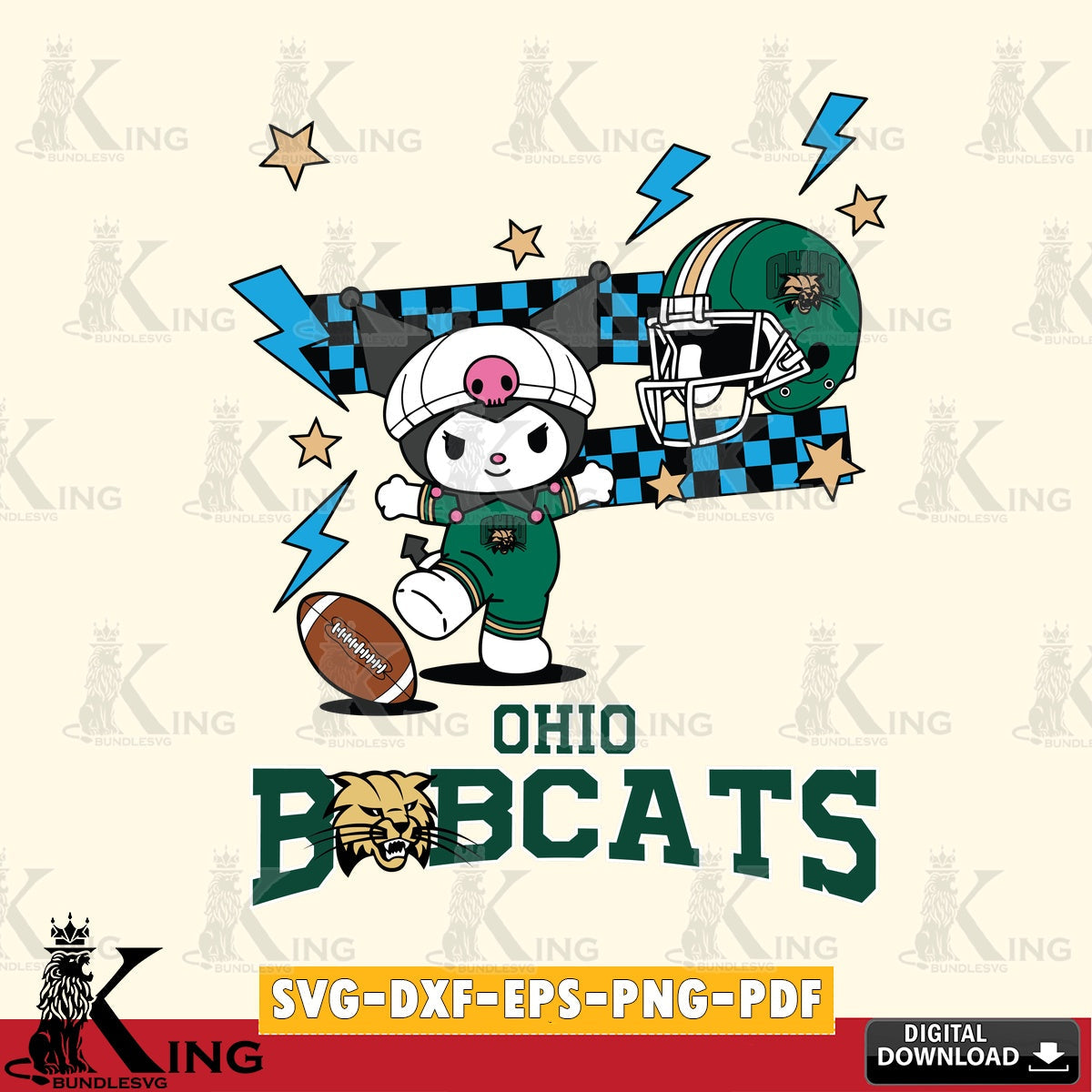Ohio Bobcats Kuromi Game Day SVG file, Cricut, Cut file  , Digital Download , Instant Download, Sanrio svg, Clipart