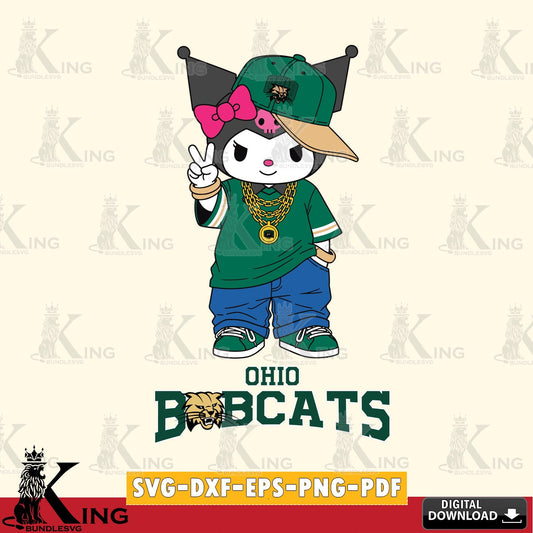 Ohio Bobcats Kuromi Streetwear Style SVG file, Cricut, Cut file  , Digital Download , Instant Download, Sanrio svg, Clipart