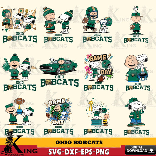 Ohio Bobcats Peanuts Football NCAA Bundle SVG, Cricut, Cut file  , Digital Download , Instant Download, Peanuts svg, NCAA svg, Football svg, Sport svg